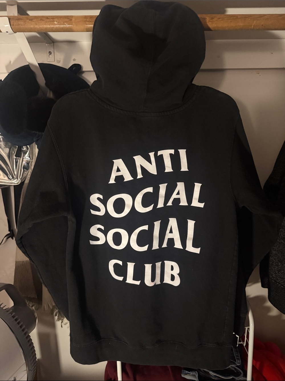 Anti Social Social Club Black Hoodie with White Back Logo